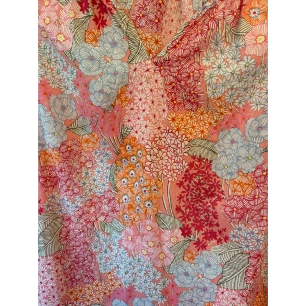 Talbots Plus 1X Floral Blouse Women's Cotton Pink Ruffle Sleeveless Top - Picture 3 of 5